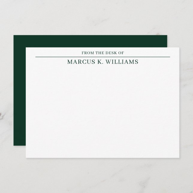 Modern Masculine Green and White Card (Front/Back)