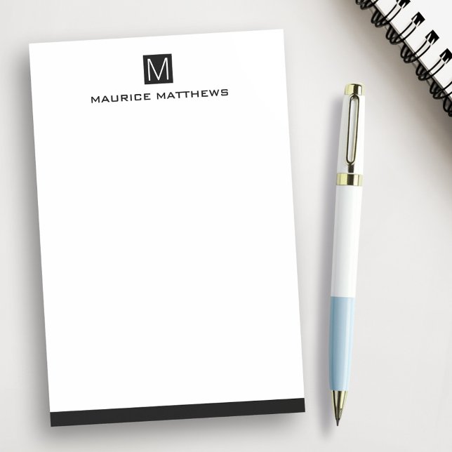 Modern masculine monogram name black square post-it notes (Modern masculine monogram name black square post-it notes)