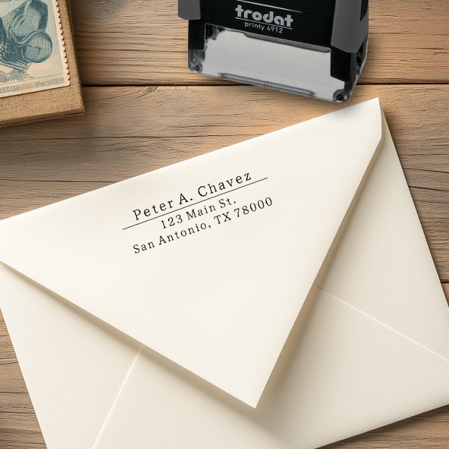Modern Masculine Name Address Self-inking Stamp (Simple Minimalist return address stamp)
