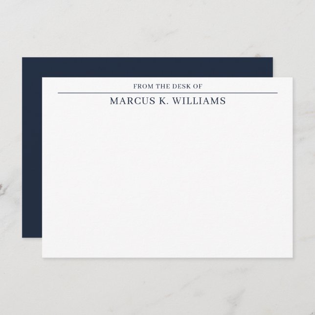 Modern Masculine Navy Blue White Card (Front/Back)
