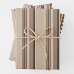 Modern Masculine Neutral Stripe Linen Wrapping Paper Sheet