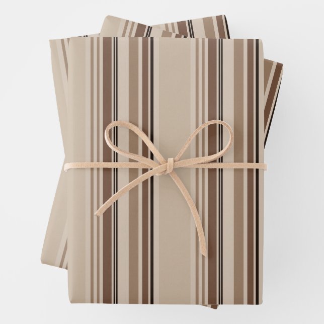Modern Masculine Neutral Stripe Linen  Wrapping Paper Sheet (In situ)