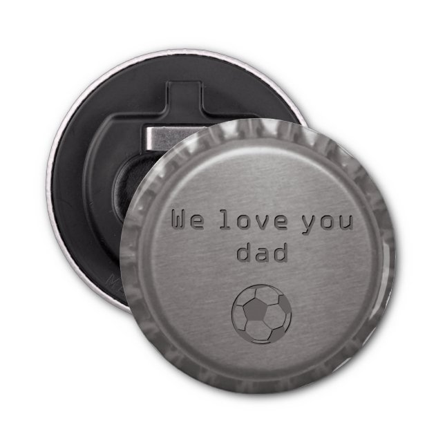 Modern Masculine Silver Metal Bottle Cap Soccer Bottle Opener (Front)