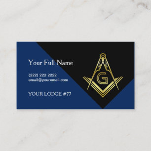 Modern Masonic Business Cards, Custom Freemasonry Card