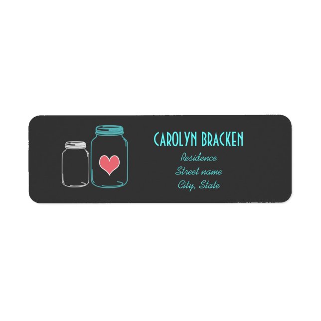 Modern Masonjar | Pink Heart Return Address Labels (Front)