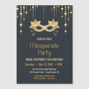 Modern Masquerade birthday Party Invitation