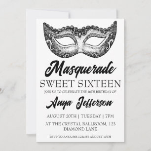 modern masquerade sweet 16 invitations
