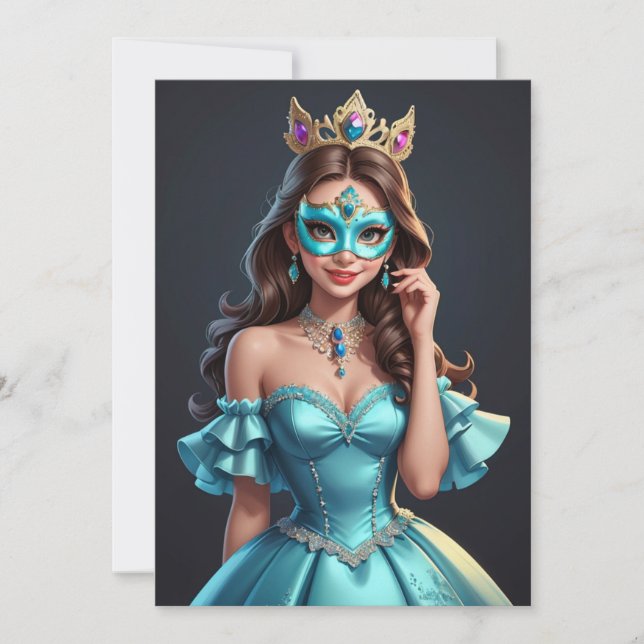 modern masquerade sweet 16 invitations (Front)