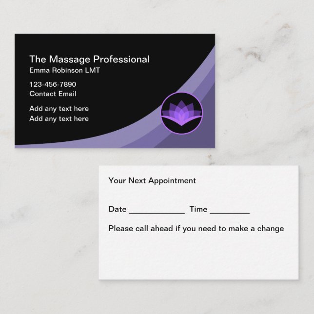 Modern Massage Services Appointment Template (Front/Back)