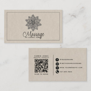 Modern Massage Therapist Lotus Flower Business Card