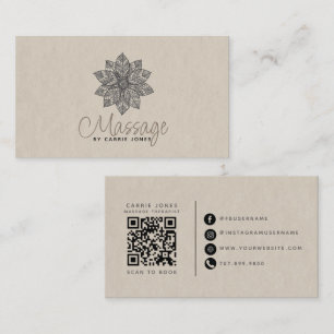 Modern Massage Therapist Lotus Flower Business Card