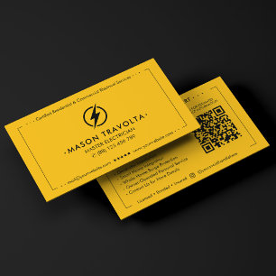 Modern Master Electrician Residential Yellow Business Card