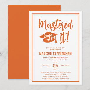 Modern Mastered It Master's Degree Graduation Inv Invitation