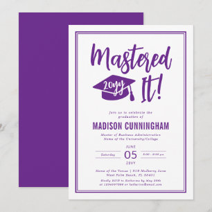 Modern Mastered It Master's Degree Graduation Invitation
