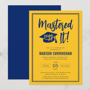 Modern Mastered It Master's Degree Graduation Invitation