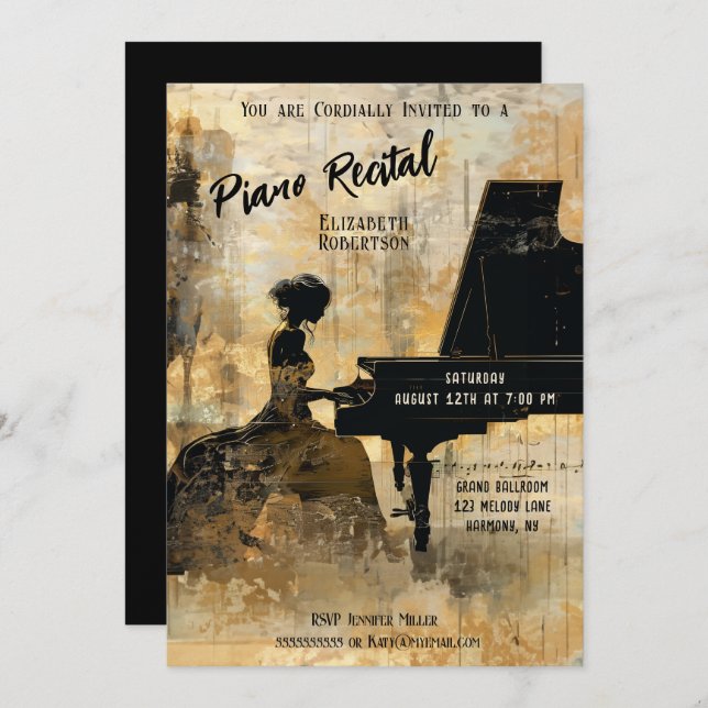 Modern Masterpiece Piano Recital Invitation (Front/Back)