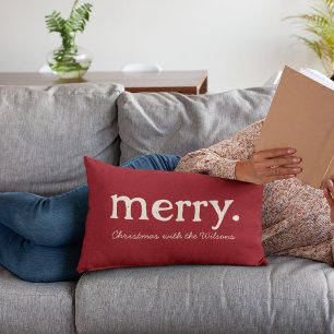 Modern Matching Family Minimalist Merry Christmas Lumbar Cushion