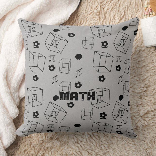 Modern Math Pattern Black and Grey Cushion (Blanket)
