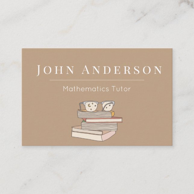 Modern Mathematics Tutor Teacher Books Glasses Fun Business Card (Front)
