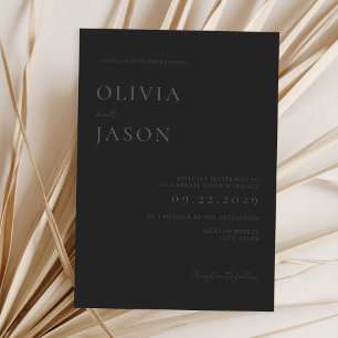 Modern Matte Black Minimal Wedding Invitation