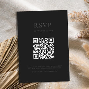 Modern Matte Black Minimal Wedding RSVP Card