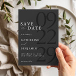 Modern Matte Black Minimal Wedding Save the Date Magnetic Invitation<br><div class="desc">Easily personalise your own magnetic wedding save the date cards with this editable template. Features minimal elegant typography design in matte black colour.</div>