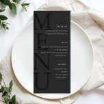 Modern Matte Black Minimalist Wedding Menu<br><div class="desc">Create your own personalised wedding menu cards featuring modern typography and minimalist graphic design in matte black colour.</div>