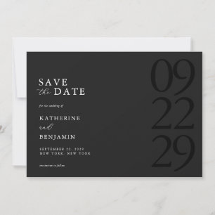 Modern Matte Black Minimalist Wedding Save The Date