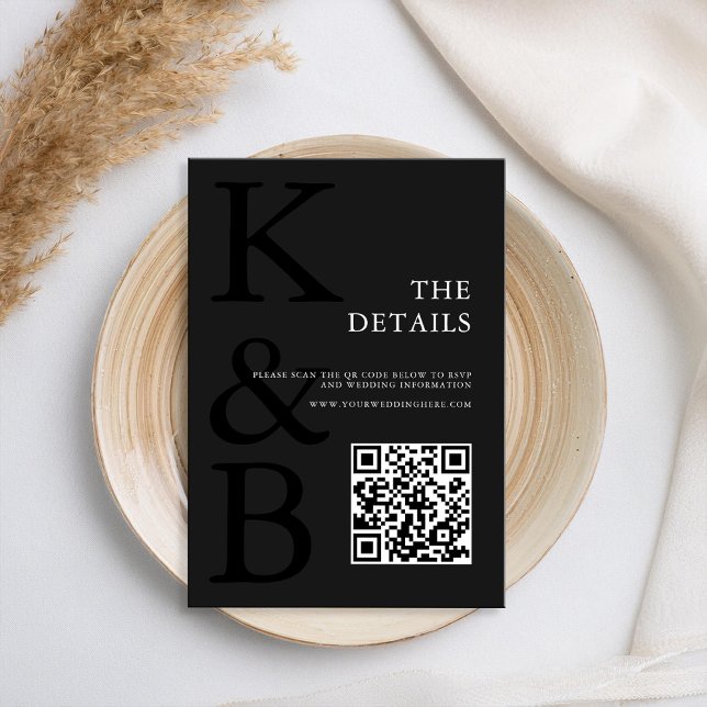 Modern Matte Black Monogram Minimalist Wedding Enclosure Card (Creator Uploaded)