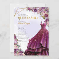 Modern mauve and gold floral formal long dress
