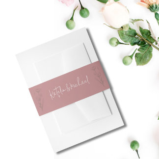 Modern Mauve Floral Wedding Belly Band Invitation Belly Band