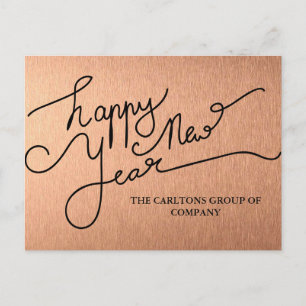 Modern Mauve Happy New Year Typography Corporate Holiday Postcard