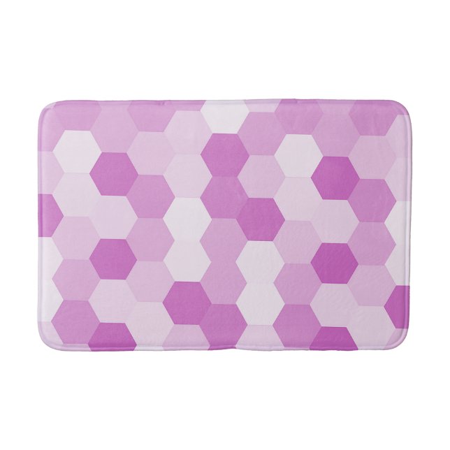 Modern Mauve Hexagonal Geometric Pattern  Bath Mat (Front)
