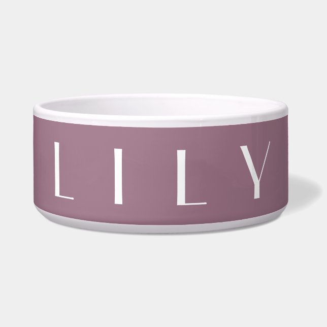 Modern Mauve Luxury Personalised Minimal Name Bowl (Front)