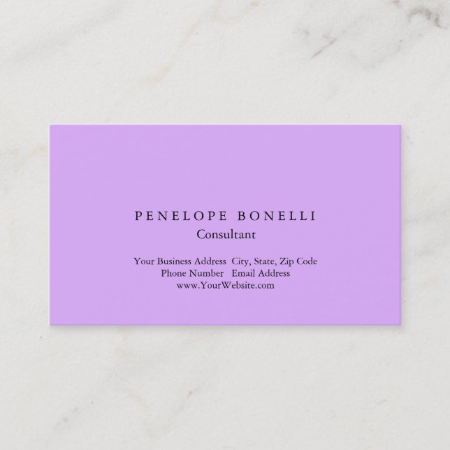 Modern Mauve Mallow Pink Minimalist Consultant Business Card (Front)