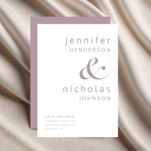 Modern Mauve Pink Ampersand Typography Wedding Save The Date