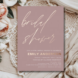 Modern Mauve Pink Rose Gold Bridal Shower Chic