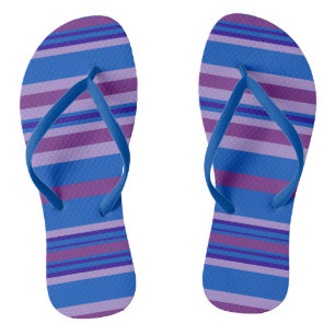 Modern Mauve Purple Blue Navy Striped Pattern Thongs