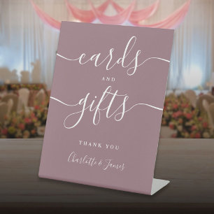 Modern Mauve Signature Script Cards And Gifts Pedestal Sign