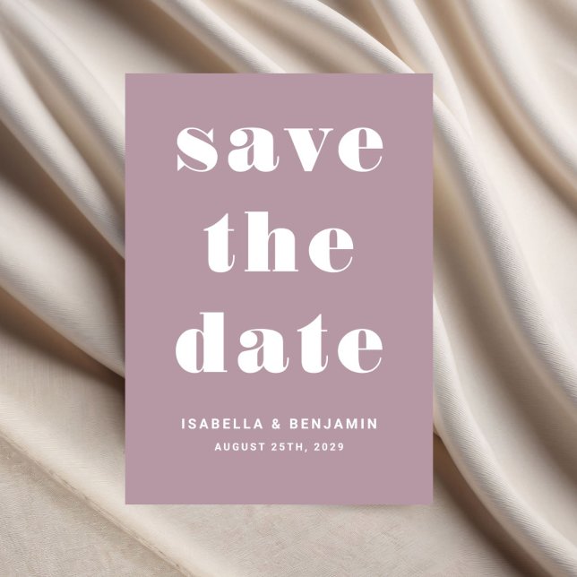 Modern Mauve Typography Wedding Save The Date (Pink Mauve Modern Typography Wedding Save The Date)