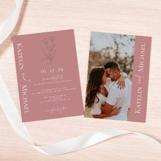 Modern Mauve Wedding Photo Invitation