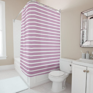 Modern Mauve & White Striped Shower Curtain 