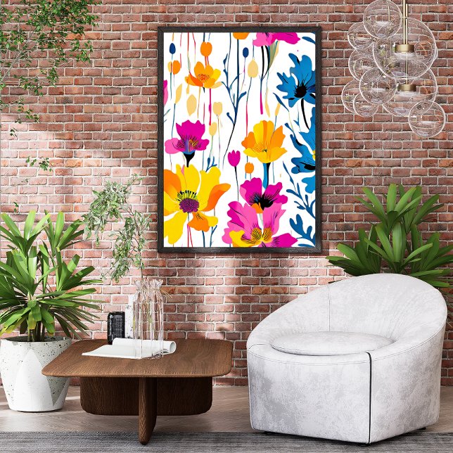 Modern Maximalist Colourful Floral Ink Art Poster  (Creator Uploaded)
