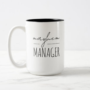 Modern "Mayhem Manager" Mother's Day Gift Two-Tone Coffee Mug