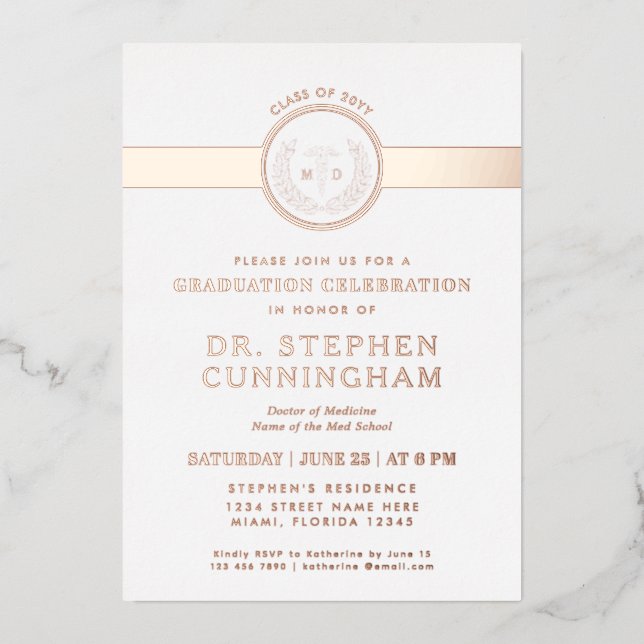 Modern MD Doctor of Medicine Med School Graduation (Front)