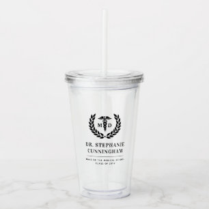 Modern MD Doctor of Medicine Med School Graduation Acrylic Tumbler