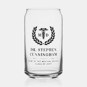 Modern MD Doctor of Medicine Med School Graduation Can Glass