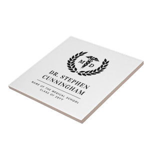 Modern MD Doctor of Medicine Med School Graduation Ceramic Tile