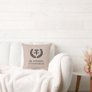 Modern MD Doctor of Medicine Med School Graduation Cushion