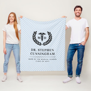 Modern MD Doctor of Medicine Med School Graduation Fleece Blanket